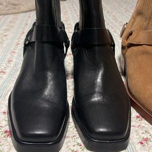 Black Sam Edelman ankle booties.  Cowgirl rocker vibes leather booties.